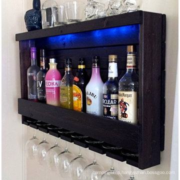 Rustic Wine Rack with Lights